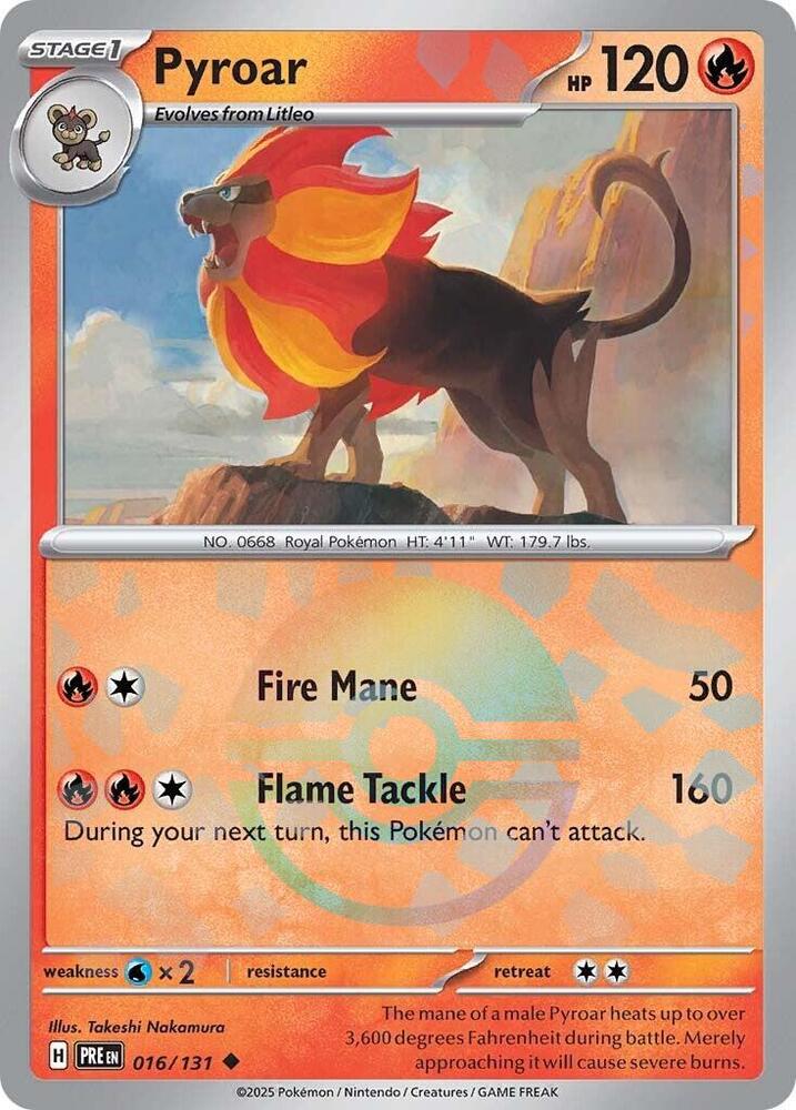 Pyroar (016/131) (Poke Ball Pattern) [Scarlet & Violet: Prismatic Evolutions] | Cracking-Singles