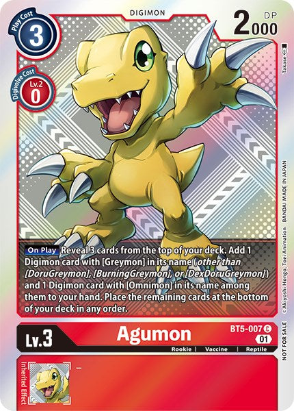 Agumon [BT5-007] (New Awakening Pre-Release Tournament Winner Card) [New Awakening Pre-Release Promos] | Cracking-Singles