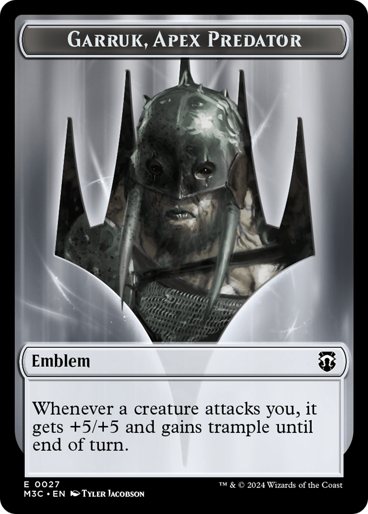 Garruk, Apex Predator Emblem // Saproling Double-Sided Token [Modern Horizons 3 Commander Tokens] | Cracking-Singles