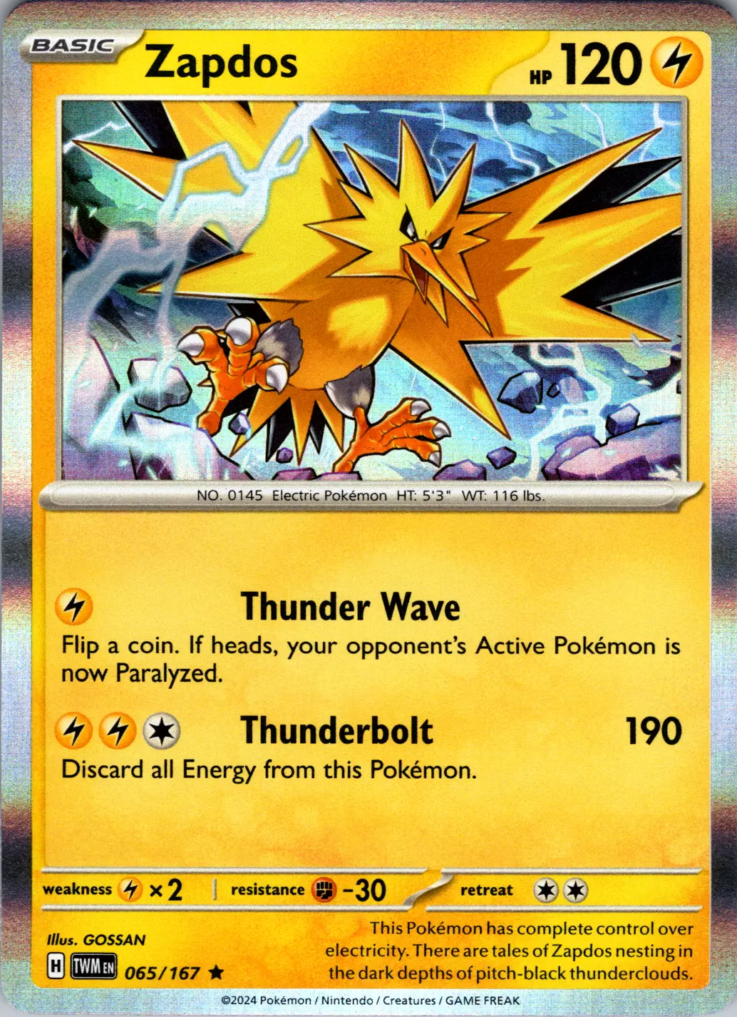 Zapdos (065/167) [Scarlet & Violet: Twilight Masquerade] | Cracking-Singles