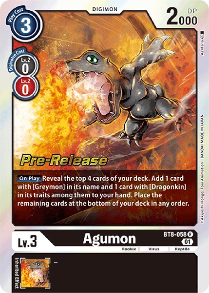 Agumon [BT8-058] [New Awakening Pre-Release Cards] | Cracking-Singles