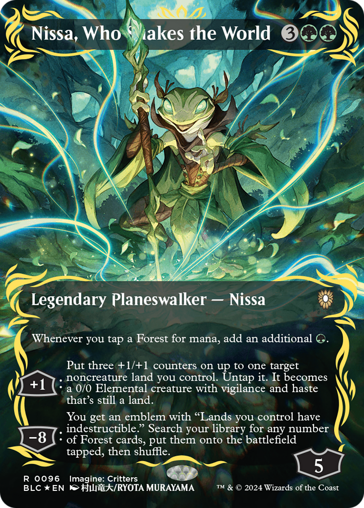 Nissa, Who Shakes the World (Borderless) (Raised Foil) [Bloomburrow Commander] | Cracking-Singles