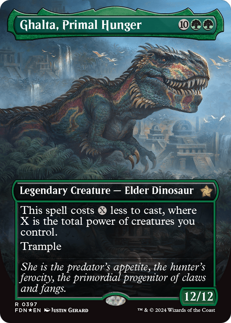 Ghalta, Primal Hunger (Borderless) (Mana Foil) [Foundations] | Cracking-Singles