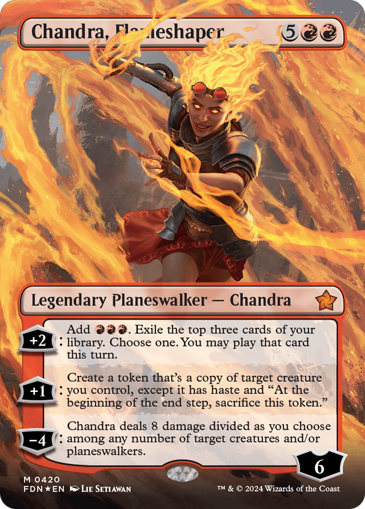 Chandra, Flameshaper (Borderless) (Mana Foil) [Foundations] | Cracking-Singles