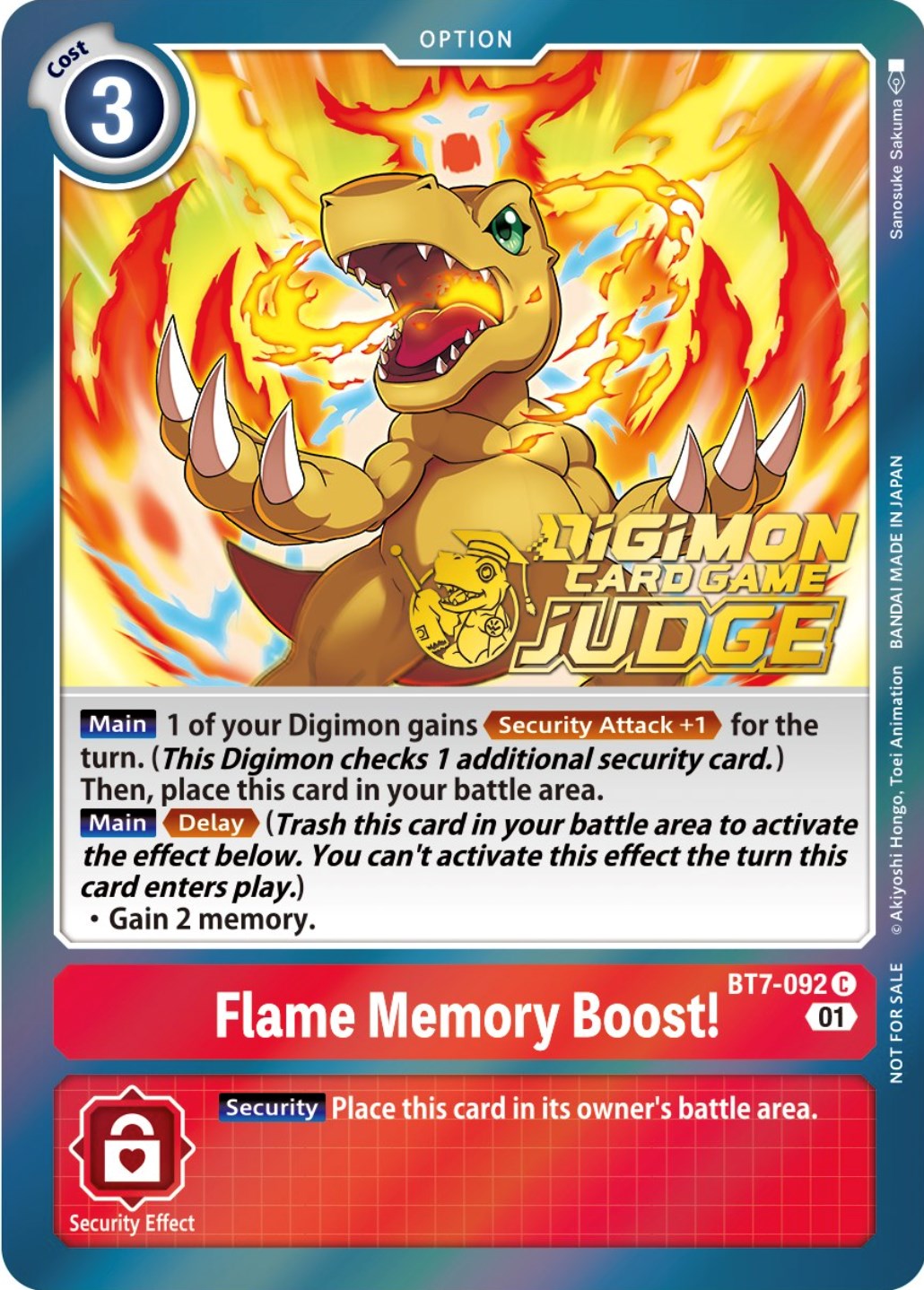 Flame Memory Boost! [BT7-092] (Judge Pack 3) [Next Adventure Promos] | Cracking-Singles