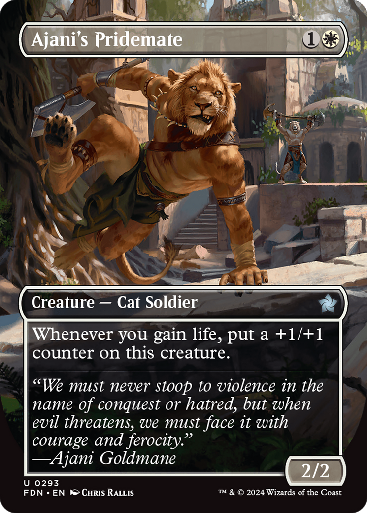 Ajani's Pridemate (Borderless) [Foundations] | Cracking-Singles