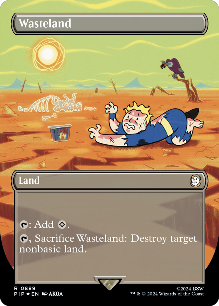 Wasteland (Borderless) (Surge Foil) [Fallout] | Cracking-Singles