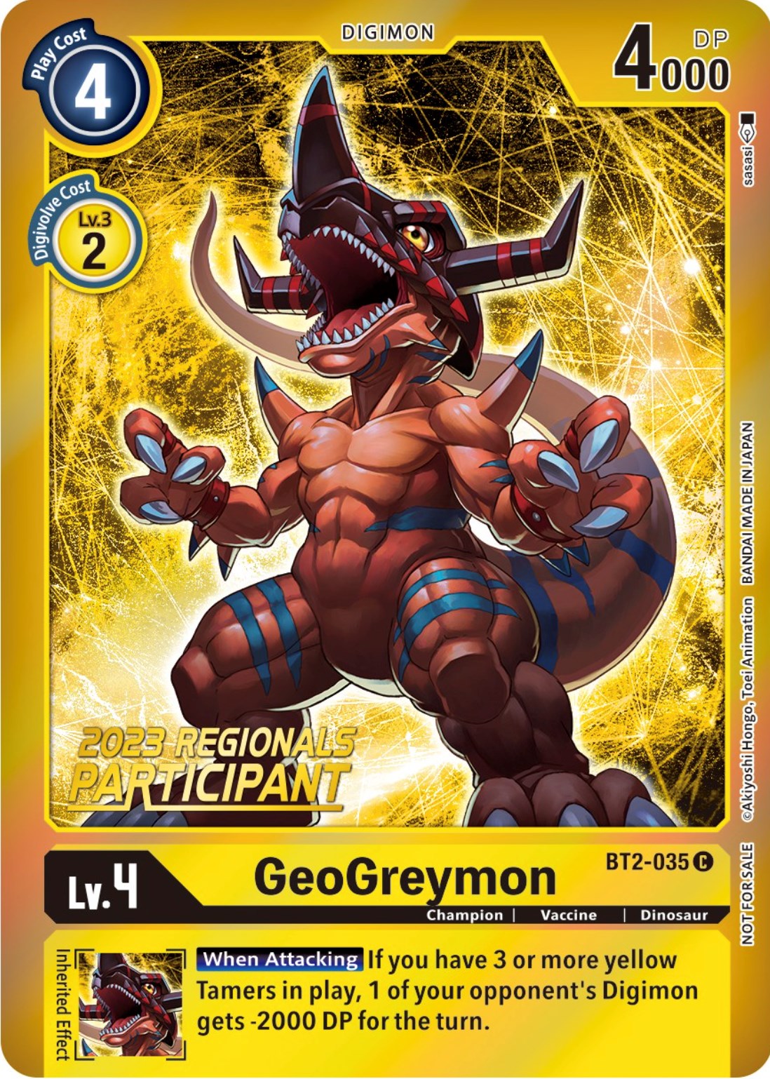 GeoGreymon [BT2-035] (2023 Regionals Participant) [Release Special Booster Promos] | Cracking-Singles