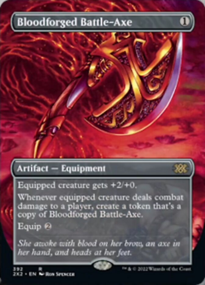 Bloodforged Battle-Axe (Borderless Alternate Art) [Double Masters 2022] | Cracking-Singles