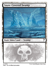 Snow-Covered Swamp (White Border) [Mystery Booster 2] | Cracking-Singles