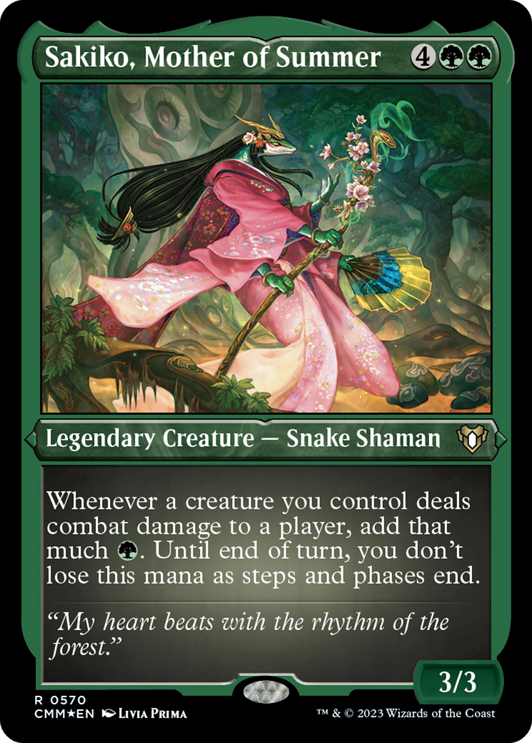 Sakiko, Mother of Summer (Foil Etched) [Commander Masters] | Cracking-Singles