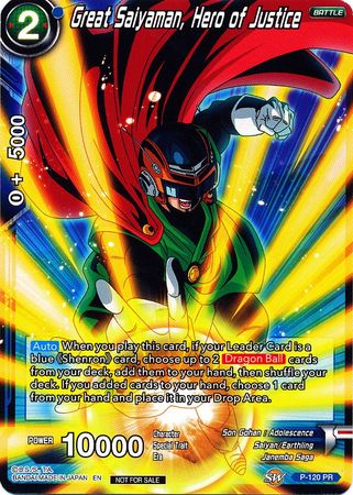 Great Saiyaman, Hero of Justice (Power Booster) (P-120) [Promotion Cards] | Cracking-Singles