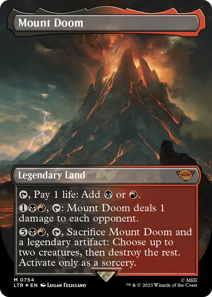 Mount Doom (Borderless) (Surge Foil) [The Lord of the Rings: Tales of Middle-Earth] | Cracking-Singles