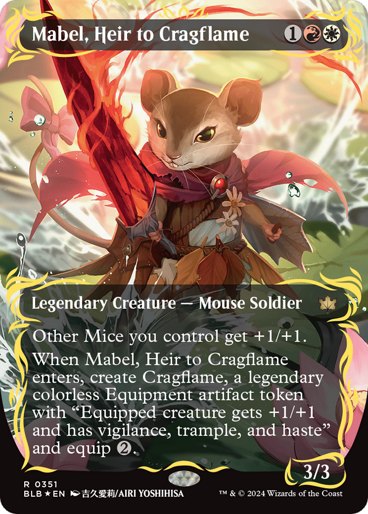 Mabel, Heir to Cragflame (Borderless) (Raised Foil) [Bloomburrow] | Cracking-Singles