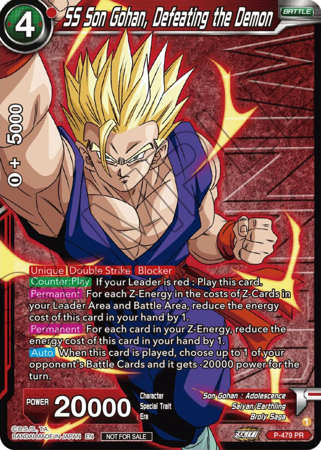 SS Son Gohan, Defeating the Demon (Zenkai Series Tournament Pack Vol.3 Winner) (P-479) [Tournament Promotion Cards] | Cracking-Singles