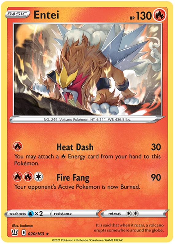 Entei (020/163) [Sword & Shield: Battle Styles] | Cracking-Singles