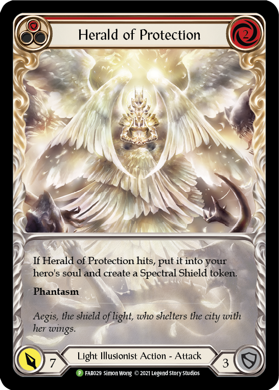 Herald of Protection (Red Extended Art) [FAB029] (Promo)  Rainbow Foil | Cracking-Singles