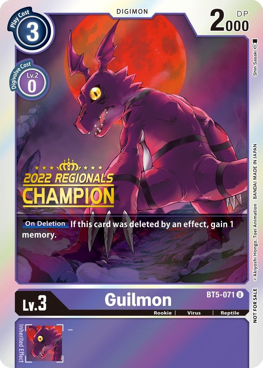 Guilmon [BT5-071] (2022 Championship Offline Regional) (Online Champion) [Battle of Omni Promos] | Cracking-Singles