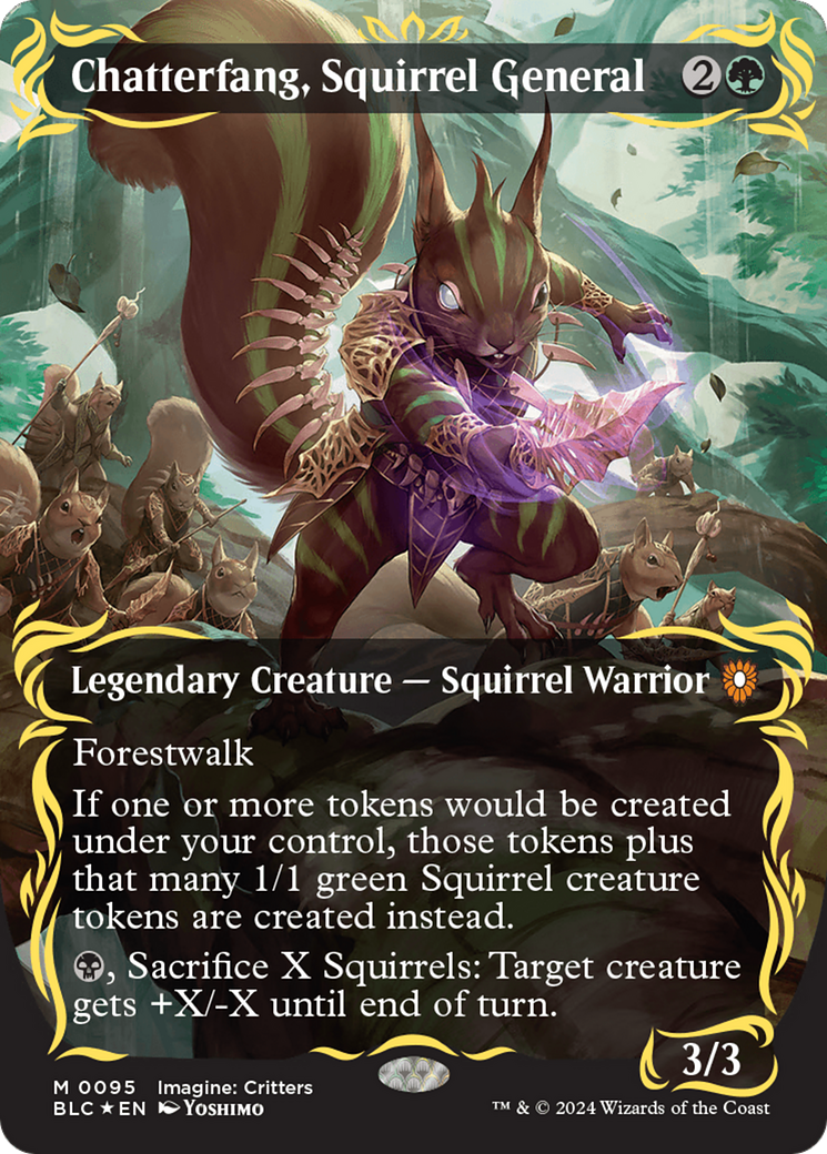 Chatterfang, Squirrel General (Borderless) (Raised Foil) [Bloomburrow Commander] | Cracking-Singles