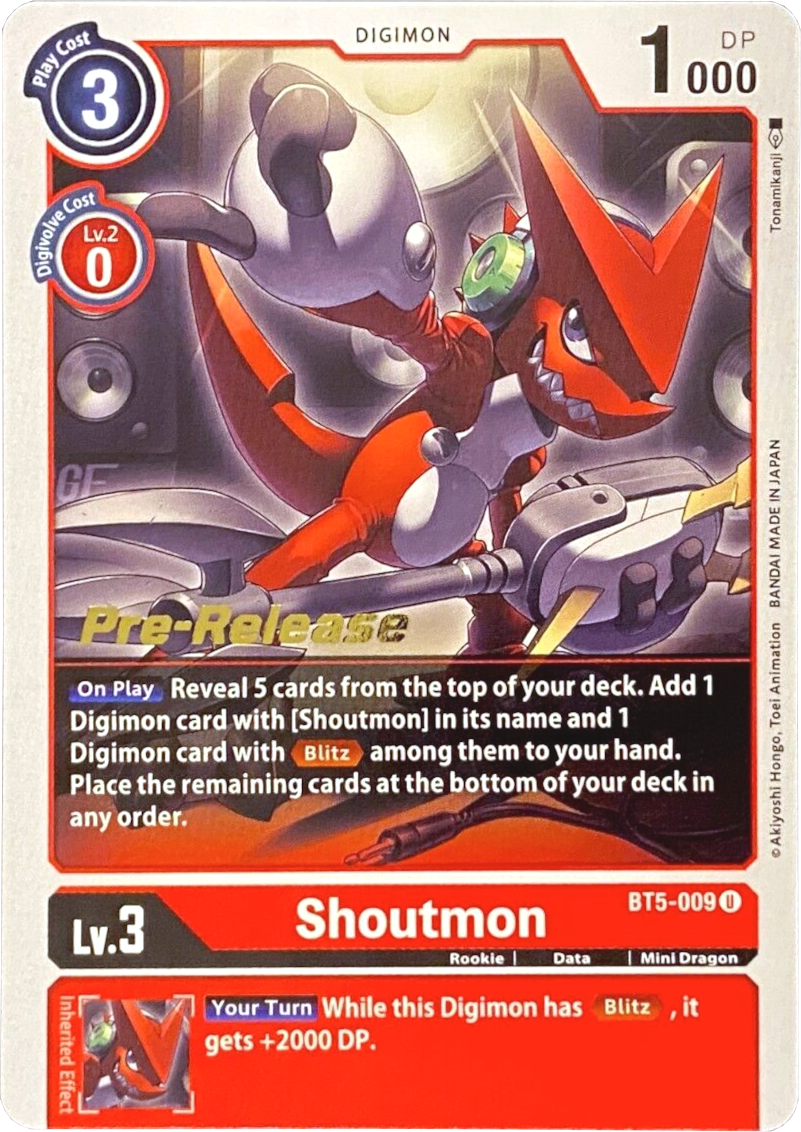 Shoutmon [BT5-009] [Battle of Omni Pre-Release Promos] | Cracking-Singles