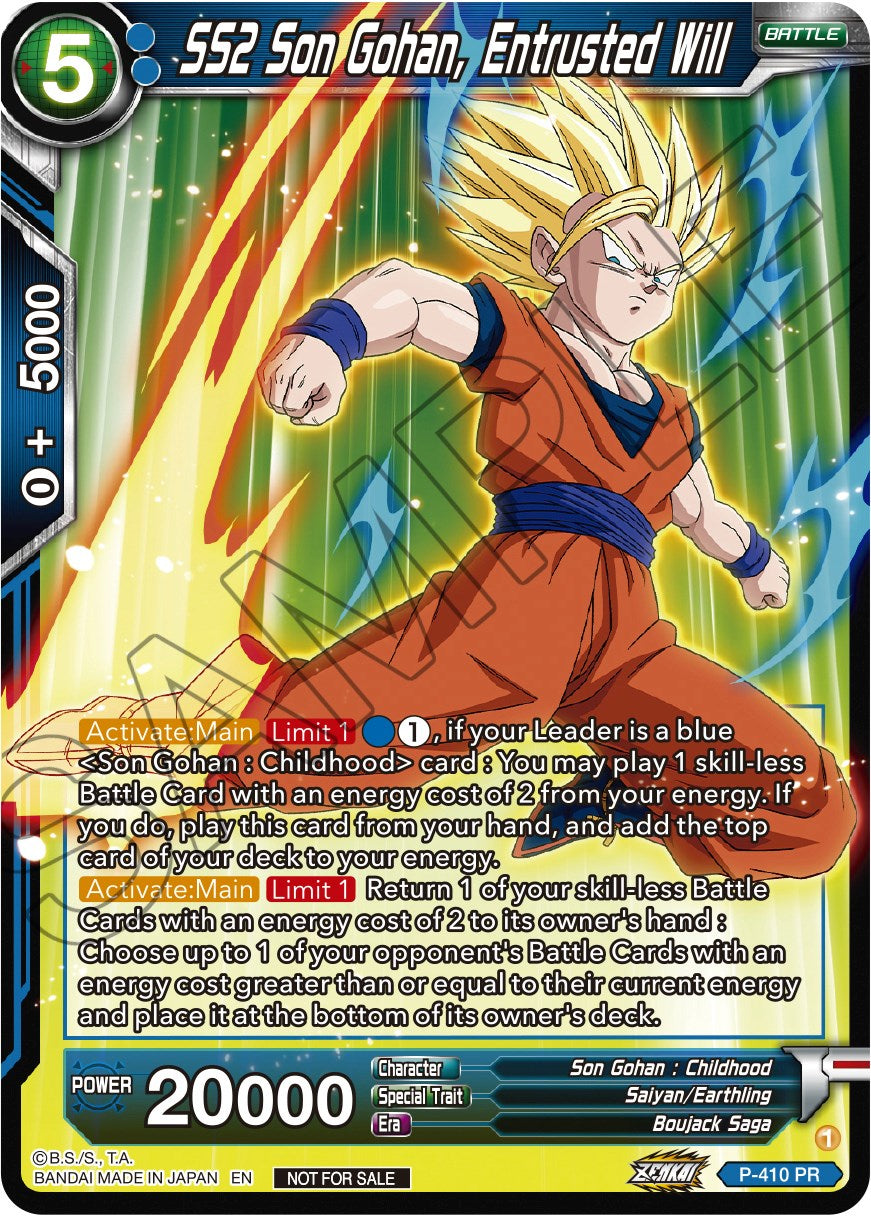 SS2 Son Gohan, Entrusted Will (Zenkai Series Tournament Pack Vol.1) (P-410) [Tournament Promotion Cards] | Cracking-Singles