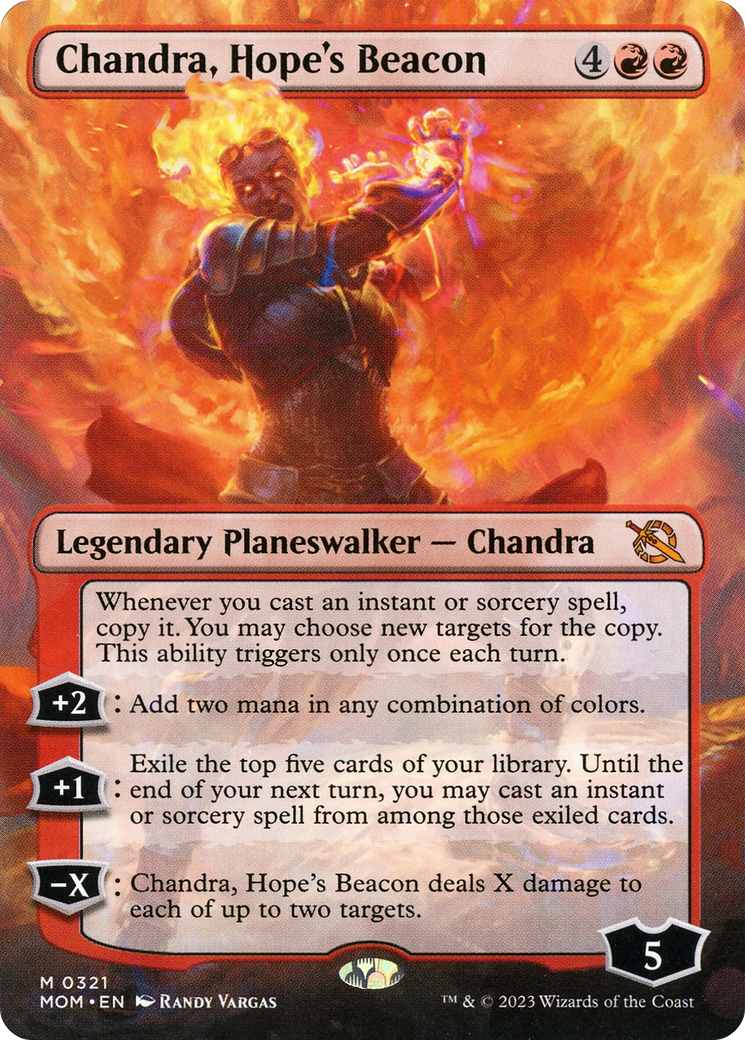 Chandra, Hope's Beacon (Borderless Alternate Art) [March of the Machine] | Cracking-Singles