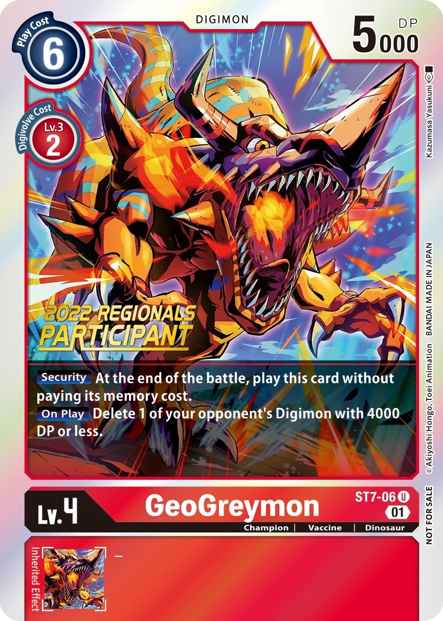 GeoGreymon [ST7-06] (2022 Championship Offline Regional) (Online Participant) [Starter Deck: Gallantmon Promos] | Cracking-Singles