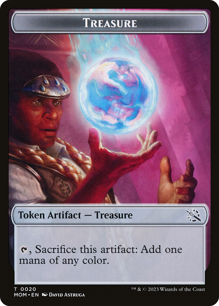 Treasure (20) // Teferi Akosa of Zhalfir Emblem Double-Sided Token [March of the Machine Tokens] | Cracking-Singles