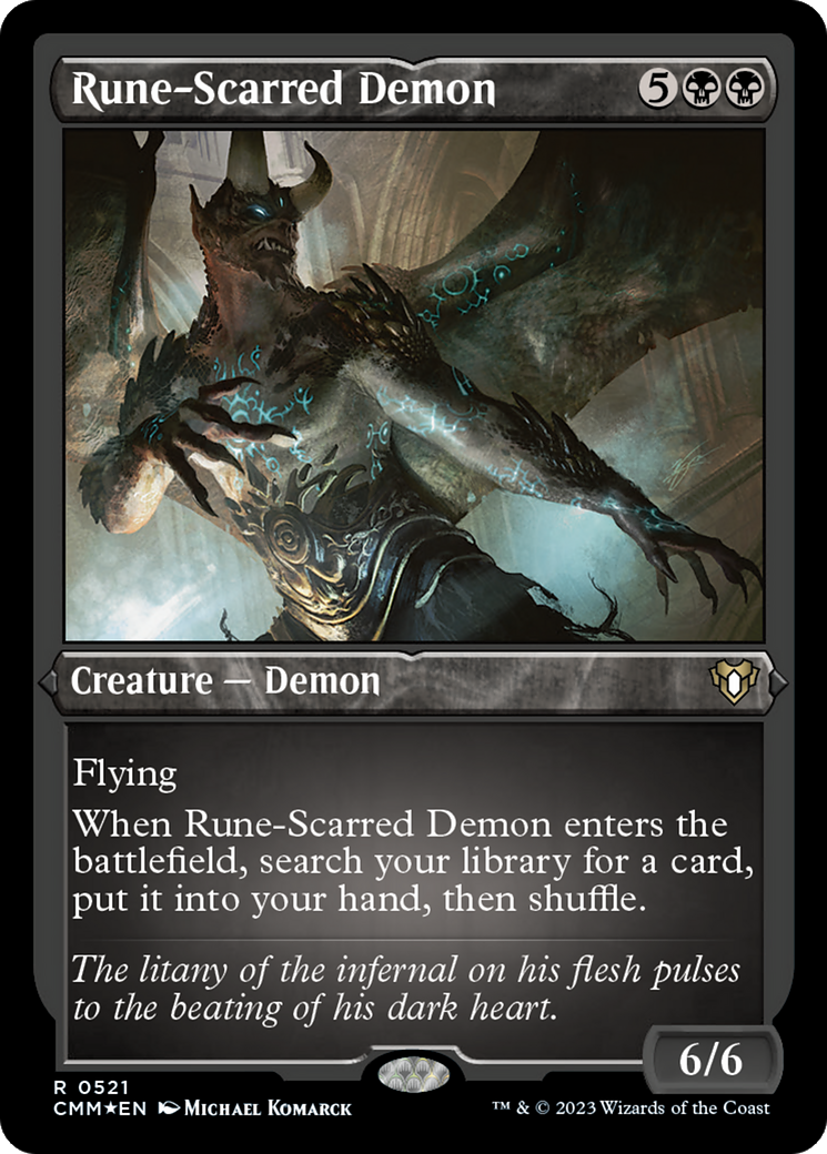 Rune-Scarred Demon (Foil Etched) [Commander Masters] | Cracking-Singles