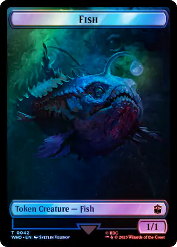 Fish // Alien Salamander Double-Sided Token (Surge Foil) [Doctor Who Tokens] | Cracking-Singles