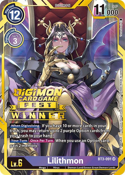 Lilithmon [BT3-091] (Digimon Card Game Fest 2022 Winner) [Release Special Booster Promos] | Cracking-Singles