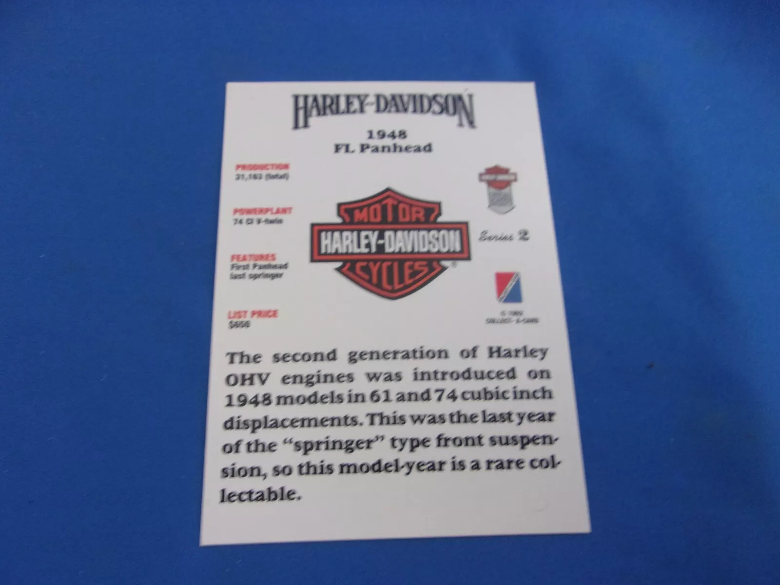 Harley Davidson Series 2 Hologram Holo 1948 FL Panhead 1992 | Cracking-Singles