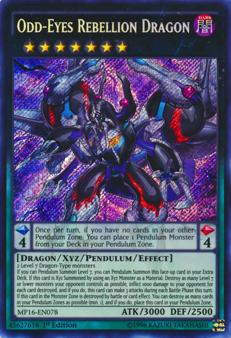 Odd-Eyes Rebellion Dragon [MP16-EN078] Secret Rare | Cracking-Singles