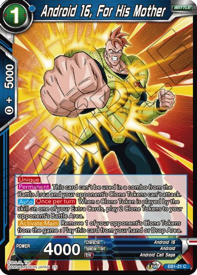 Android 16, For His Mother (EB1-21) [Battle Evolution Booster] | Cracking-Singles