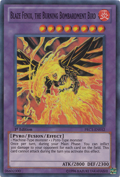 Blaze Fenix, the Burning Bombardment Bird [PRC1-EN012] Super Rare | Cracking-Singles