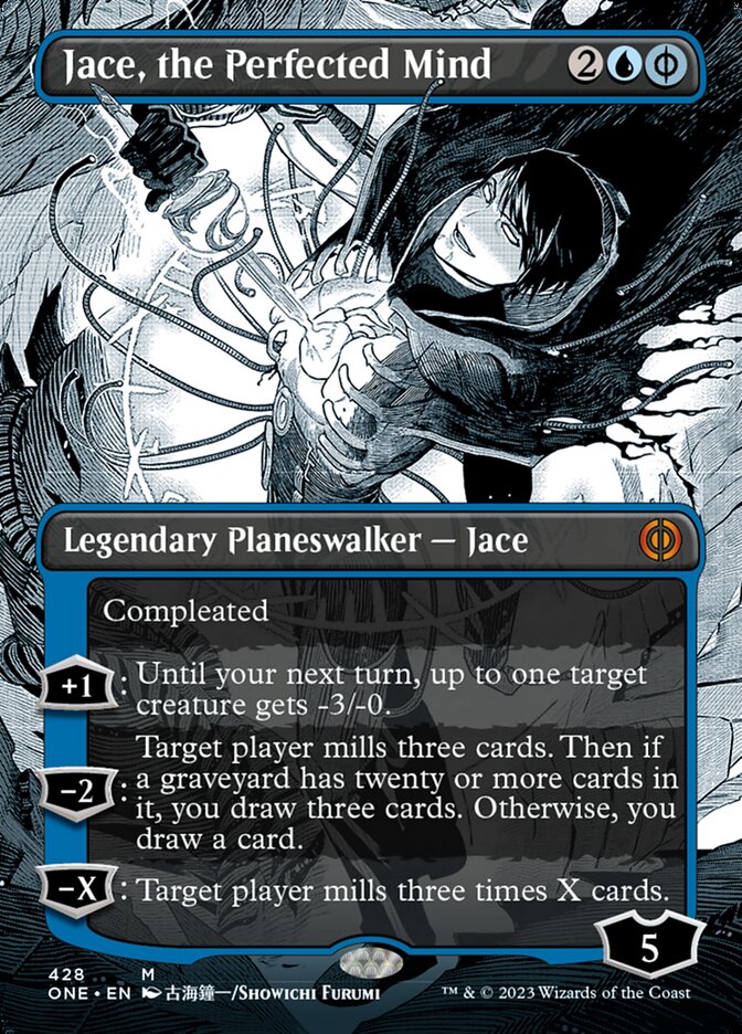 Jace, the Perfected Mind (Borderless Manga Step-and-Compleat Foil) [Phyrexia: All Will Be One] | Cracking-Singles