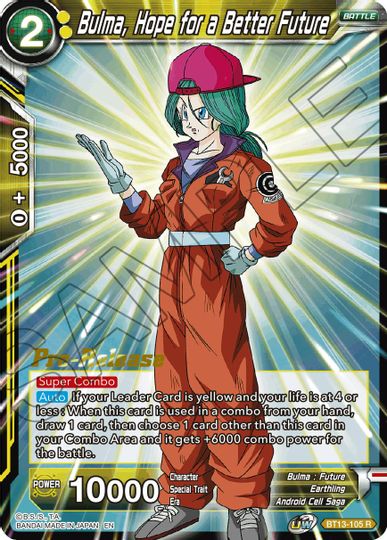 Bulma, Hope for a Better Future (BT13-105) [Supreme Rivalry Prerelease Promos] | Cracking-Singles