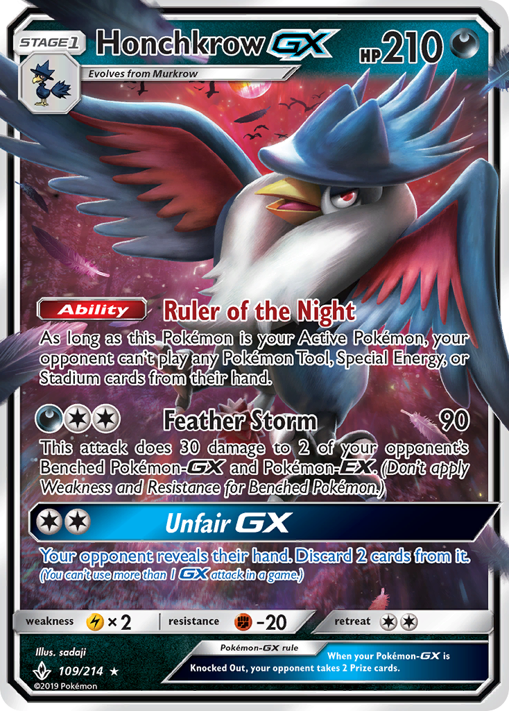 Honchkrow GX (109/214) [Sun & Moon: Unbroken Bonds] | Cracking-Singles