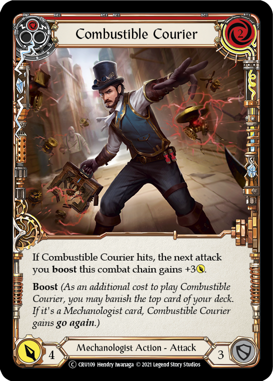 Combustible Courier (Red) (Rainbow Foil) [CRU109-RF] Unlimited Rainbow Foil | Cracking-Singles