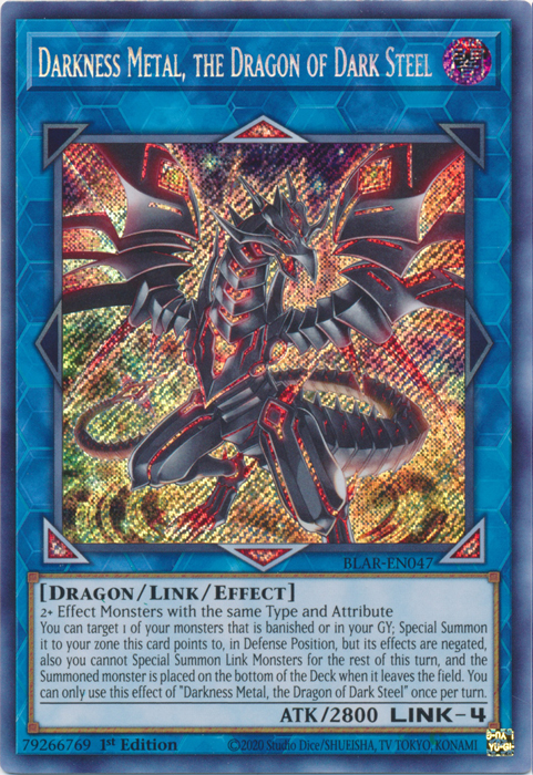 Darkness Metal, the Dragon of Dark Steel [BLAR-EN047] Secret Rare | Cracking-Singles