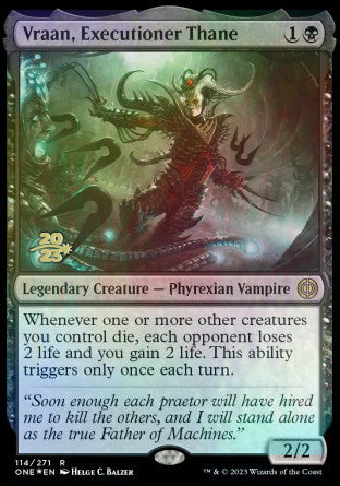 Vraan, Executioner Thane [Phyrexia: All Will Be One Prerelease Promos] | Cracking-Singles