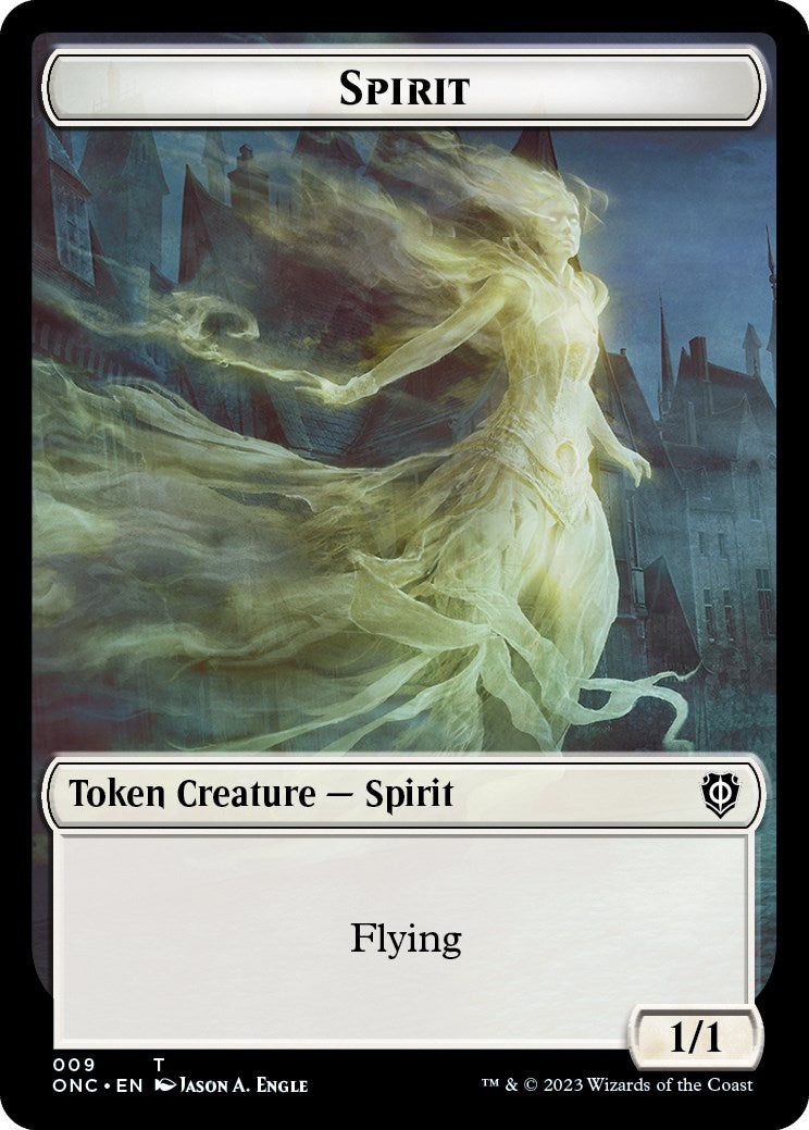 Human // Spirit Double-Sided Token [Phyrexia: All Will Be One Commander Tokens] | Cracking-Singles