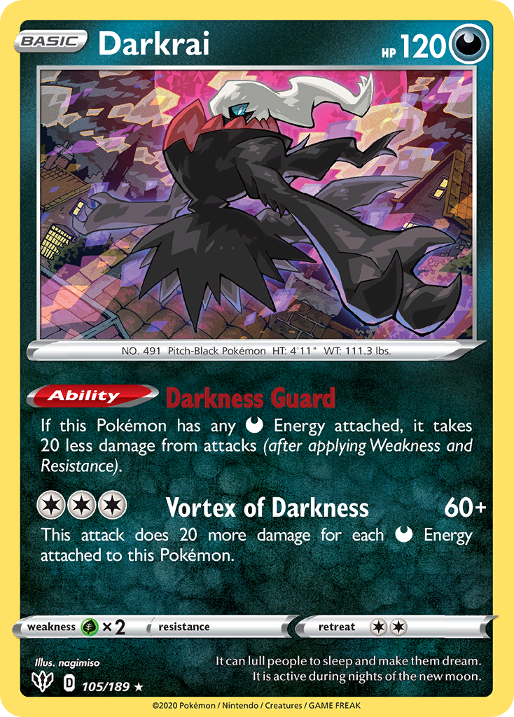 Darkrai (105/189) (Cosmos Holo) [Sword & Shield: Darkness Ablaze] | Cracking-Singles