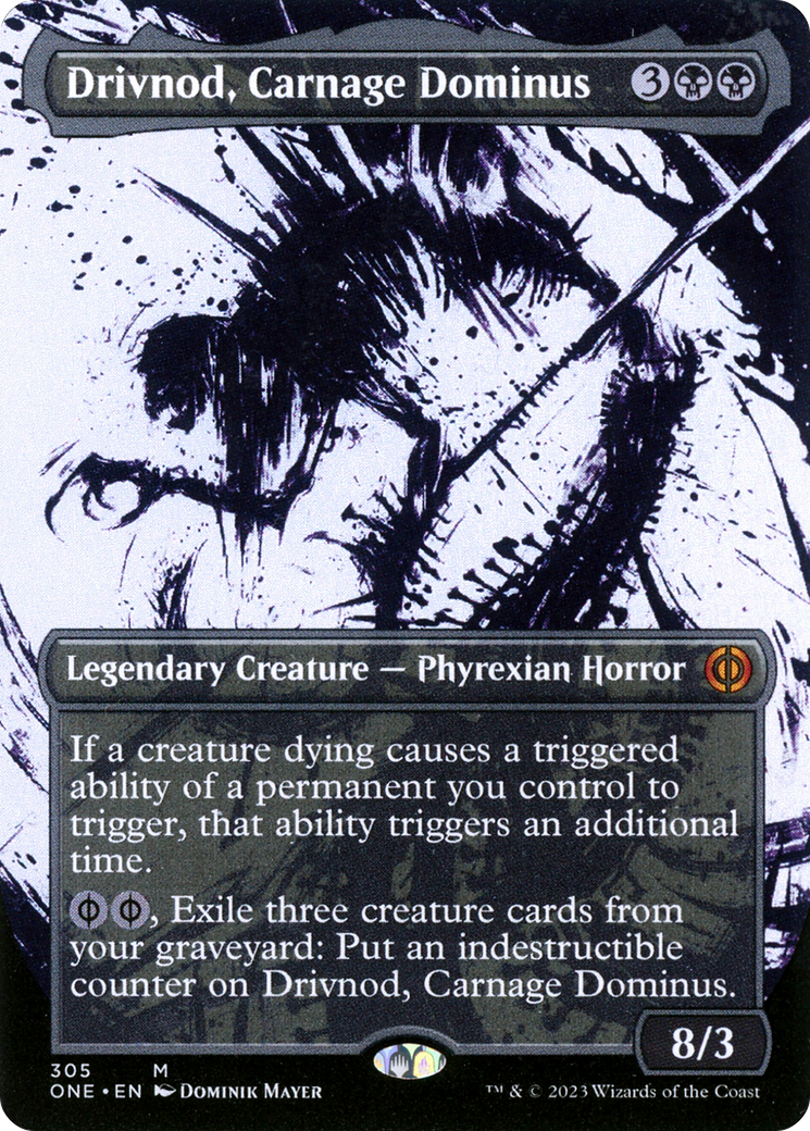 Drivnod, Carnage Dominus (Borderless Ichor) [Phyrexia: All Will Be One] | Cracking-Singles