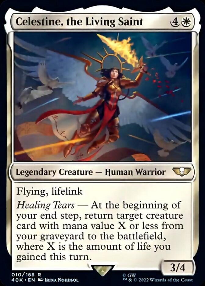 Celestine, the Living Saint (Surge Foil) [Universes Beyond: Warhammer 40,000] | Cracking-Singles