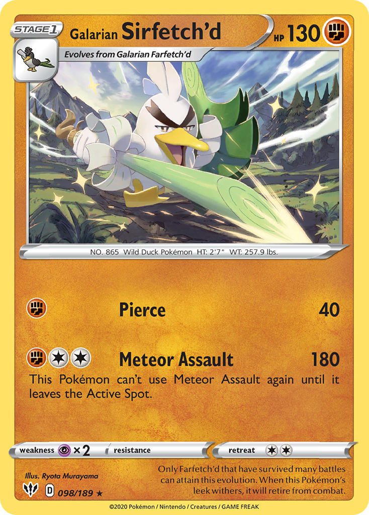 Galarian Sirfetch'd (098/189) (Cracked Ice holo) (Theme Deck Exclusive) [Sword & Shield: Darkness Ablaze] | Cracking-Singles