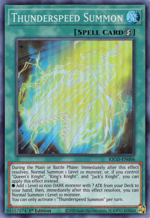 Thunderspeed Summon (Super Rare) [KICO-EN006] Super Rare | Cracking-Singles