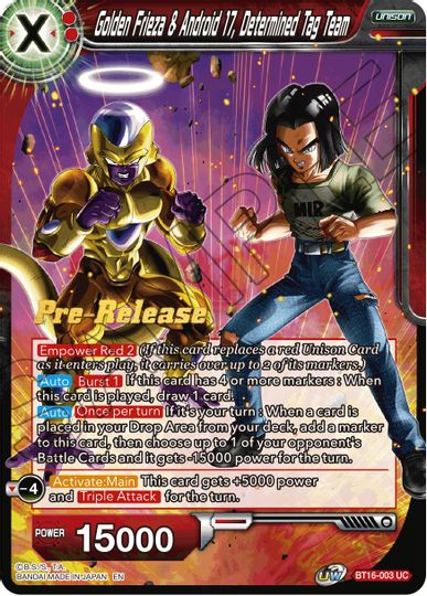 Golden Frieza & Android 17, Determined Tag Team (BT16-003) [Realm of the Gods Prerelease Promos] | Cracking-Singles