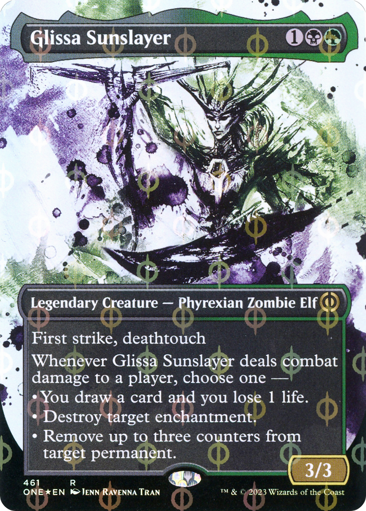 Glissa Sunslayer (Borderless Ichor Step-and-Compleat Foil) [Phyrexia: All Will Be One] | Cracking-Singles