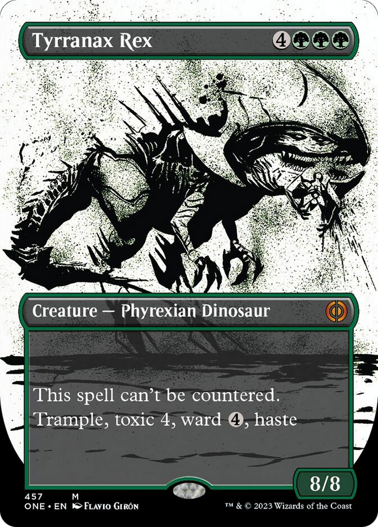 Tyrranax Rex (Borderless Ichor Step-and-Compleat Foil) [Phyrexia: All Will Be One] | Cracking-Singles